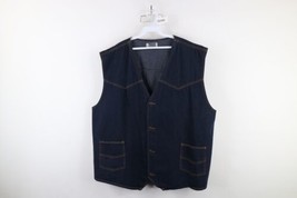 Vintage 90s Streetwear Mens 3XL Faded Western Denim Jean Button Vest Jac... - £54.55 GBP