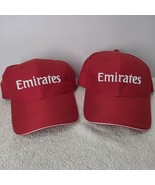 Pair Of Emirates Airline Red White Rim Baseball Cap Adjustable Buckle Hats - $20.48