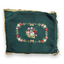 Antique Floral Needlepoint Tapestry Vintage Victorian Chair Bench Pillow - £43.79 GBP