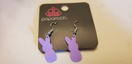 Little Girls Jewelry (New) Earrings Purple Bunny Outline - £4.10 GBP