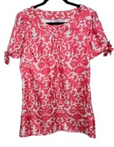 Lilly Pulitzer Dasha Size 10 Pink/White Silk Tunic Blouse Tie Sleeve  - £36.17 GBP