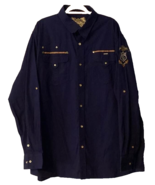 Industria Pelle Pelle Milano Long Sleeves 4x Mens Shirt Dark Blue Gold H... - $64.34