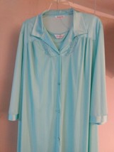 Vintage Vanity Fair Teal Blue Quilted Applique Nightgown Robe Large Made... - $65.12