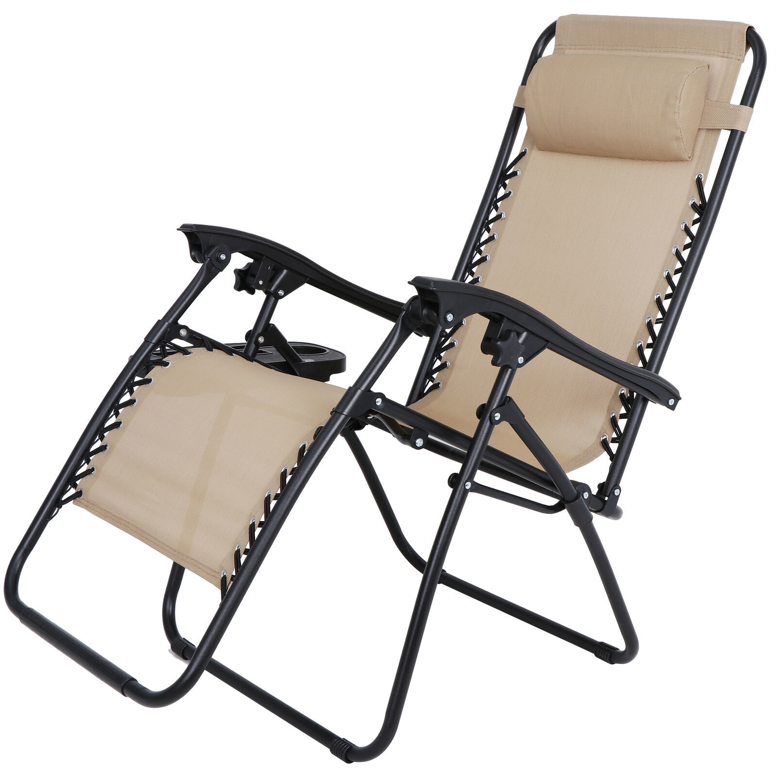 Set Of 2 Recline Chairs Zero Gravity Folding Patio Garden Beach Deck