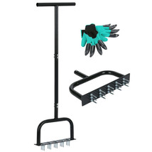 Lawn Aerator Tool Manual Metal Spike Grass Aeration With Dethatching Rak... - £180.04 GBP