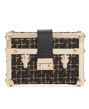 allbrand365 designer Womens Gonca Boucle Box Clutch Size OS Color Black Gold - £78.61 GBP