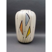 Bodo Mans For Bay Keramik W. Germany MCM Large Geometric Art Pottery Vase 16&quot; - £629.52 GBP