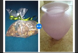 beautiful lavender crackle design effect glass vase approx 8.5" with bag of citr - $49.99