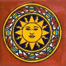 Mexican Tiles "Terra Cotta Aztec Sun" - $220.00