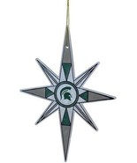 Michigan State University Spartans NCAA 1763 Art Glass Snowflake Ornamen... - £11.89 GBP