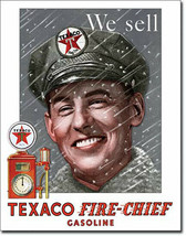 Texaco Fire Chief Gasoline Attendant Gas Metal Sign - £16.57 GBP