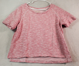 Philosophy Crop Sweater Womens Medium Pink Fleece Short Sleeve Round Neck Slit - £11.30 GBP