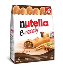 6 X Ferrero Nutella B-Ready Crispy Wafer Cookies Snack 132g Each Box -Free Ship. - £40.16 GBP