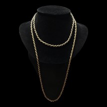 Vintage Trifari Two Necklace Lot  16” 30”Set Black &amp; Gold Rope Twist Braid - £23.98 GBP