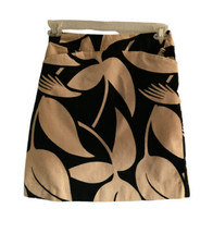 Boden Velvet A-Line Skirt Tulip Print Womens Size 4 Beige/Black Pockets - £11.98 GBP