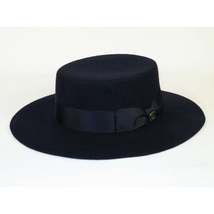 Mens Autralian Wool Boater Hat Wide Brim BRUNO CAPELO ZAYDEN ZA336 Navy Blue image 3