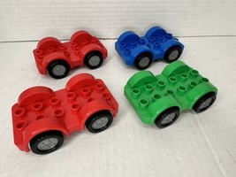 Lego Duplo 4 Piece Race Car Vehicle Base Chassis Lot Red Green Blue - £14.07 GBP