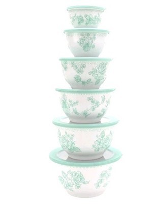 Pioneer Woman ~ Twelve (12) Piece Nesting Bowl Set ~ Melamine ~ AGATHA GREEN Item image 9