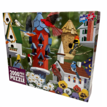 Art Gallery Puzzle Birdhouses Jigsaw 2000 Piece Sure-Lox Colorful Scenic... - $18.21