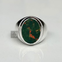 Bloodstone Ring, natürlicher ovaler Blutsteinring, 925 Sterlingsilber... - £52.42 GBP