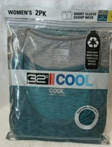 32 DEGREE COOL Short Slv Crew Neck Tee 2-pk Grey SD/Ht Teal S Women&#39;s Sz... - $263.31 MXN