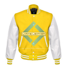 American Unisex White Real Leather Sleeves Letterman College Varsity Wool Jacket - £68.05 GBP