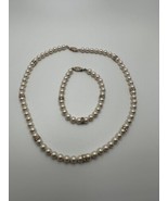 Vintage Faux Pearl 14k GF Necklace 17”x6mm Bracelet 7.25” X 6mm Set - £31.19 GBP