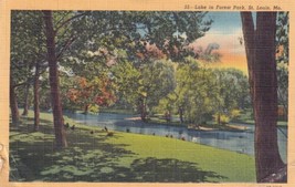 Forest Park Lake St. Louis Missouri MO 1940 to Winfield KS Postcard D09 - $2.99