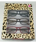 Betsey Johnson 3 Pair Set Reading Glasses Black Red &amp; Cheetah Readers +2... - $47.78 CAD
