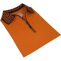 Men Sports Shirt DE-NIKO Short Sleeves Cotton Zipper Polo Shirt DBK104 Rust image 3