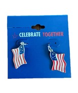 Patriotic Celebrate Together Drop Dangle American Flag USA Earrings NWT - $17.68 CAD