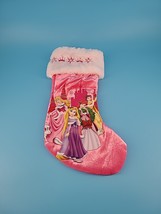 Disney Princess Christmas Stocking Pink 13&quot; Belle Rupunzle Ariel Cindere... - $13.62 CAD