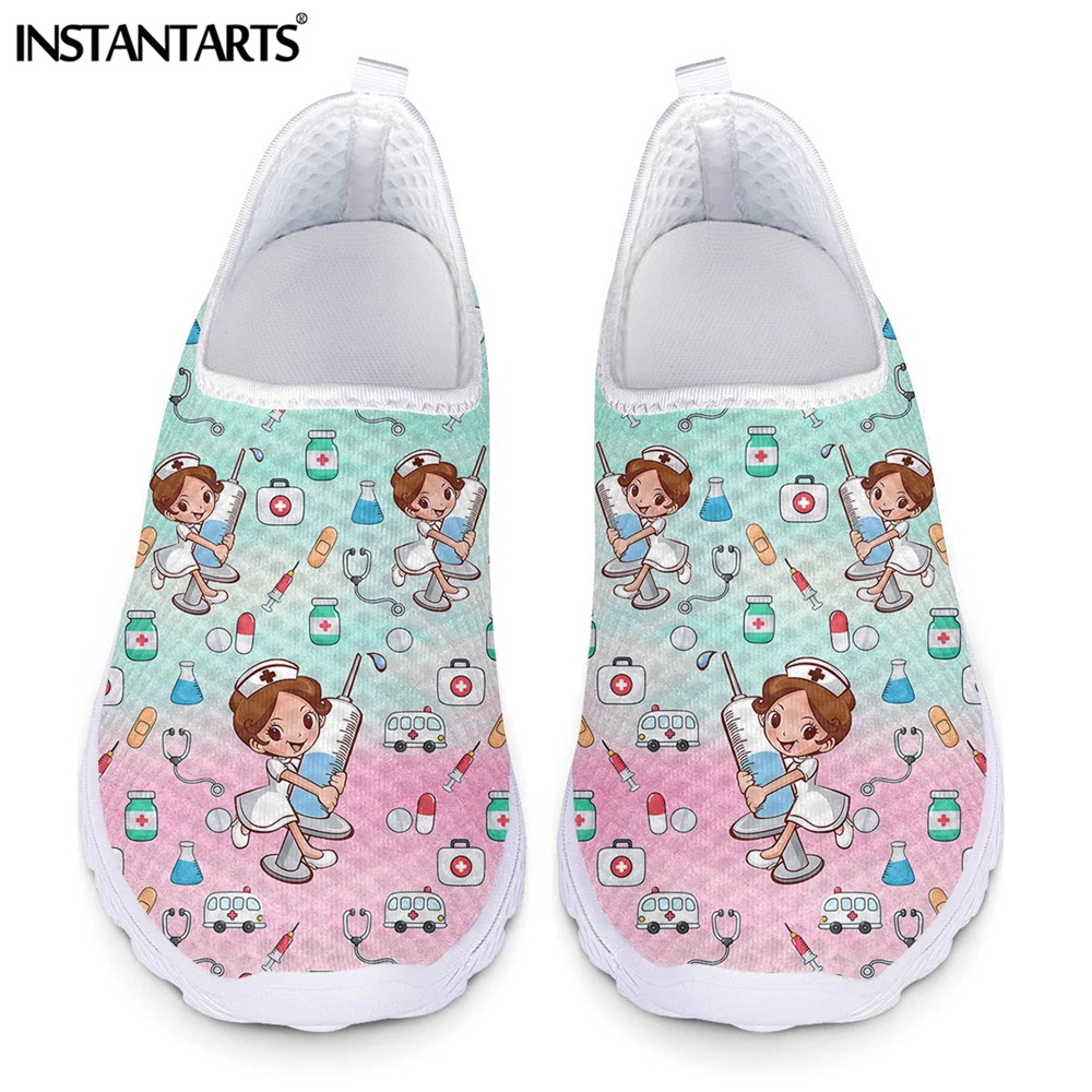 INSTANTARTS 2024 New Fashion Femme Slip-on Flat Shoes Cute Gradient Nurse With S - £145.93 GBP