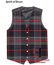 Spirit of Bruce Tartan VEST 5 Buttons Scottish Formal Weeding WAISTCOAT Vest  - £30.67 GBP