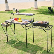 Maarch Folding Grill Tables For Outdoor Camping, Portable Kitchen Table, Grey - £234.31 GBP