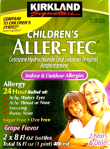 Kirkland Signature Children&#39;s Aller-Tec Allergy Relief 2x8 Fl Oz Grape E... - $340.68 MXN