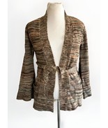 VTG Space Dye Striped Belted Wrap Cardigan Sweater Pockets Brown Green S... - €25,59 EUR