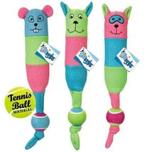 Tennis Triplet Dog Toy Sporty Fleece Tug Fetch Toys Chipmunk Raccoon or ... - £10.28 GBP