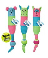 Tennis Triplet Dog Toy Sporty Fleece Tug Fetch Toys Chipmunk Raccoon or ... - £10.19 GBP