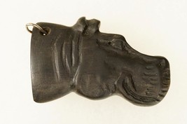 Artisan Costume Jewelry Supply Black African Hippo Head Necklace Pendant... - $14.84