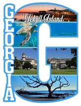 Georgia - Jekyll Island Quad Capital G Collage Design Fridge Magnet - £7.07 GBP