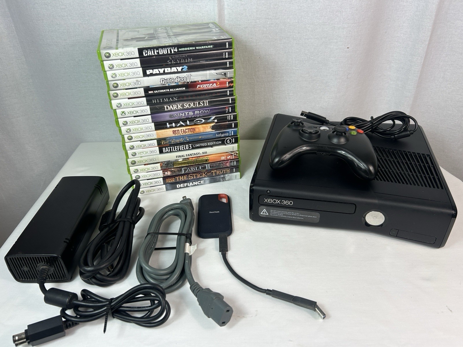 Xbox 360 S Slim Console Bundle w/ 17 Games, 1TB Hard Drive &amp; Controller ... - $198.00