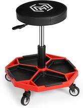 M-Auto Pneumatic Mobile Rolling Garage Stool With Equipment Tray And, Red - $77.93