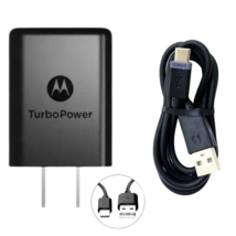 Motorola USB Travel Turbo Power Charger Adapter 15W USB C Cable for Droid 3Amps - £6.00 GBP
