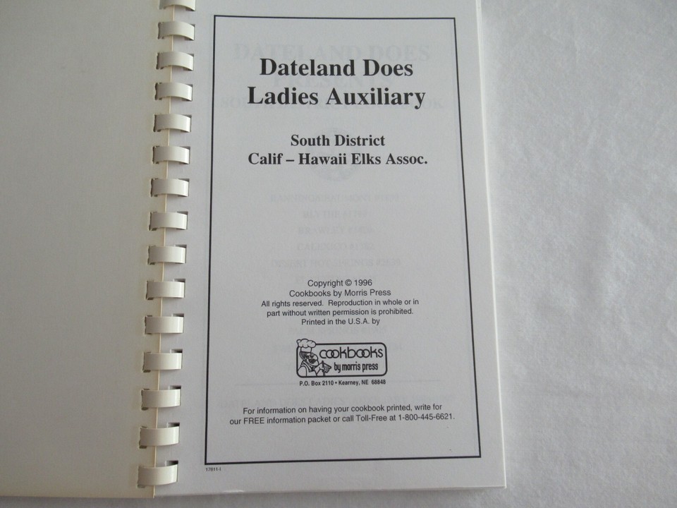 Vintage Cookbook Recipes Spiral Bound Dateland Does Ladies Auxiliary 25th 1996 Item image 3