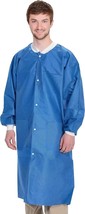 10 Blue Disposable SMS Lab Coats 40gsm Small 35 Long /w Snaps Front - £27.99 GBP