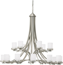 Hendrik 41.5&quot; 18 Light 2 Tier Chandelier with Satin Etched Cased Opal Glass Brus - £2,151.58 GBP