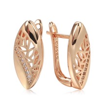 Trendy Ethnic Bride Wedding Earring 585 Rose Gold Jewelry Luxury Natural Zircon  - £7.21 GBP
