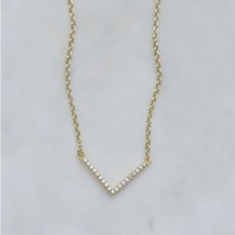0.15CT Lab-Created Diamond V-Shape Pendant Chain 14k Yellow Gold Plated Silver - £51.40 GBP