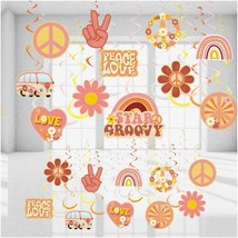 Groovy Rainbow Daisy Party Swirls - 51pc Retro Hippie Boho Decorations for Girls - $30.68